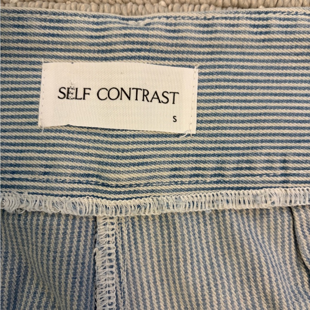 Self Contrast High Rise Wide-Leg Striped Jeans Pants size Small - Picture 3 of 5